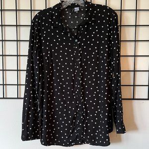 DIVIDED by H&M Black Star Print Button Down Blouse (size US 10)